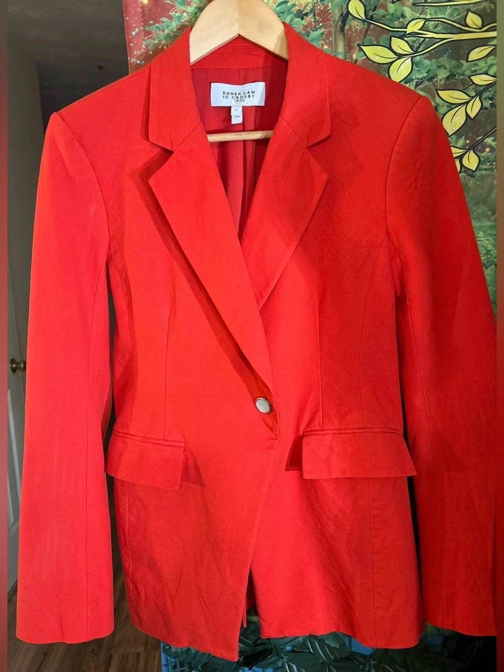 Derek Lam Vibrant Orange/Red Single-Button Lined Blazer w Pockets: EC - Picture 5 of 10